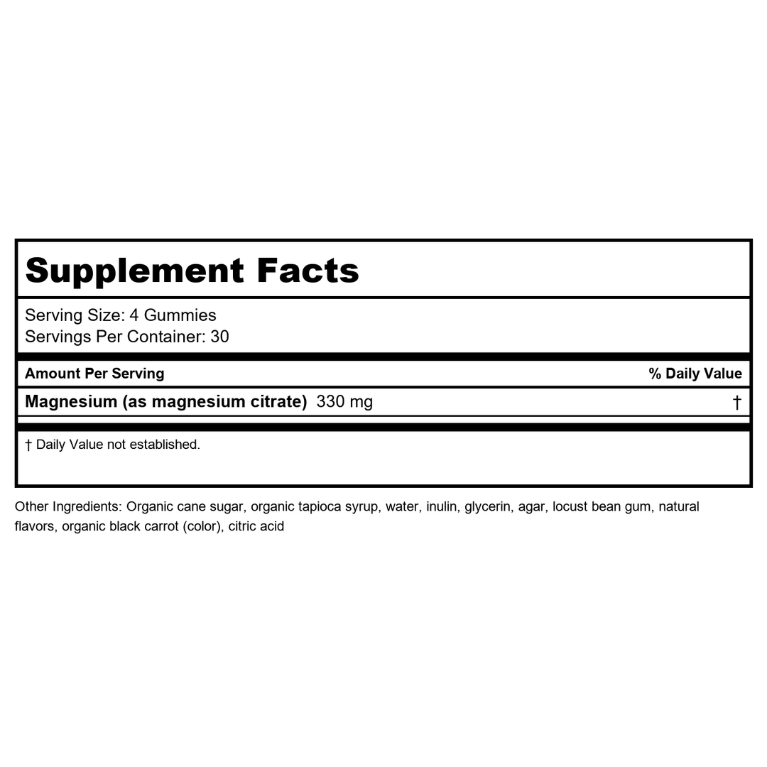 Natural Vitality Calm Gummies Raspberry Lemon 20 Gummies - Supplement Facts panel