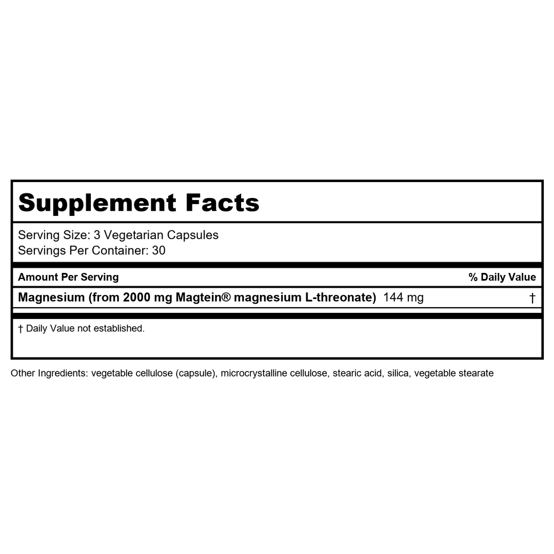 Life Extension Neuro-mag Magnesium L-threonate, 90 Count(2 Pack) - Supplement Facts panel