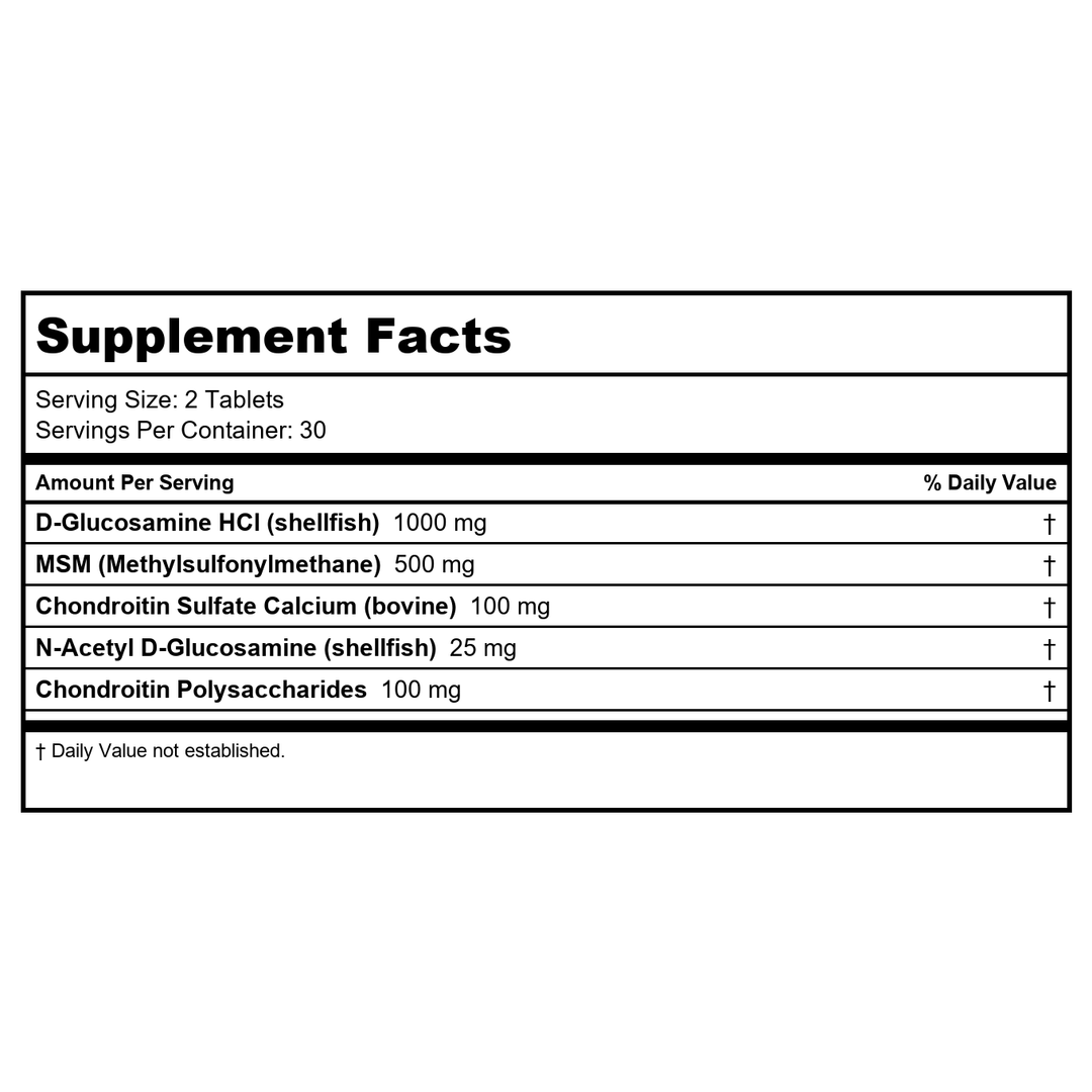 KAL Joint Guard 60 Tablets - Supplement Facts panel
