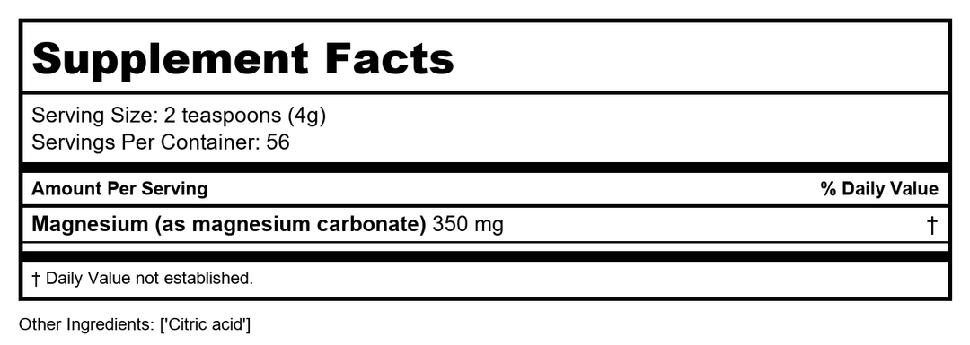 Natural Vitality Calm Original Unflavored 8oz - Supplement Facts panel