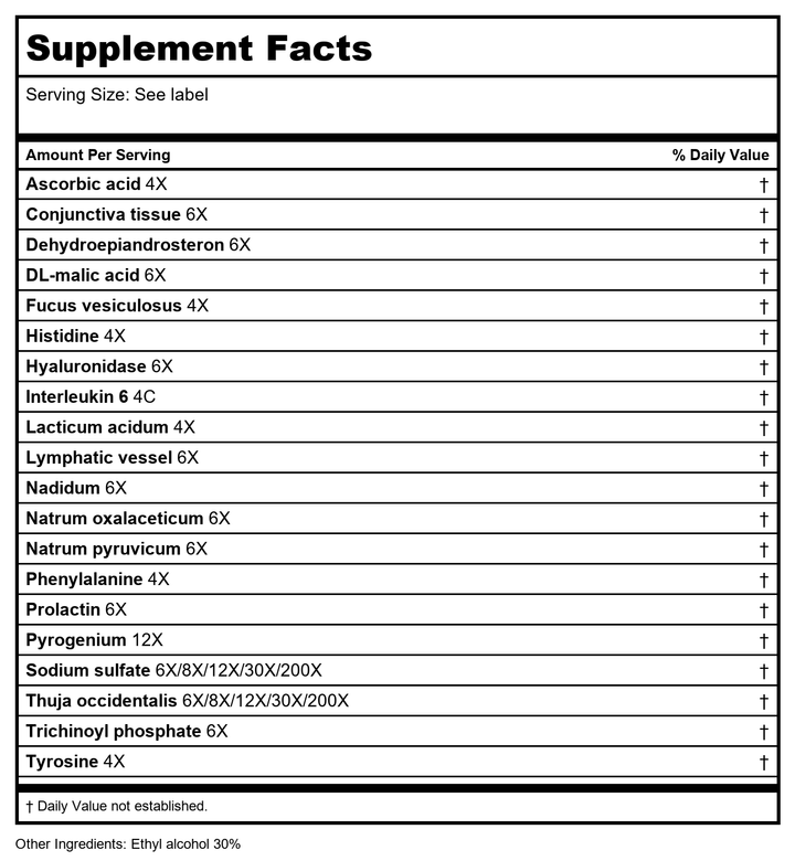 Guna Matrix Detox 30ml - Supplement Facts panel
