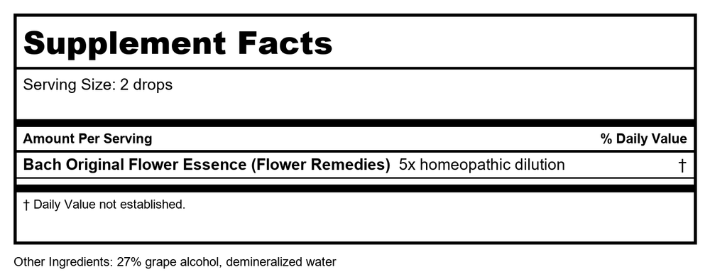 Bach Flower Remedies Essence Wild Rose - 0.7 Fl Oz - (Pack of 1) - Pack Of 1 - Supplement Facts panel