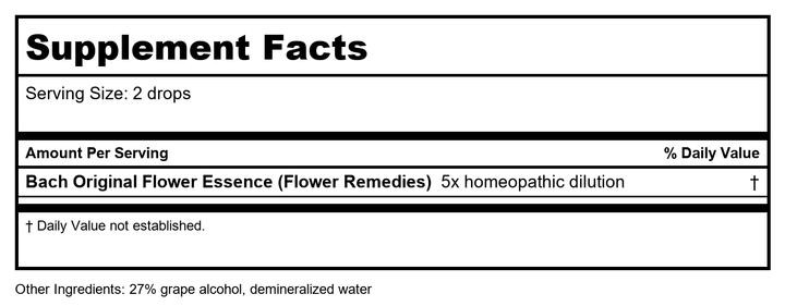 Bach Flower Remedies Essence Wild Rose - 0.7 Fl Oz - (Pack of 1) - Pack Of 1 - Supplement Facts panel