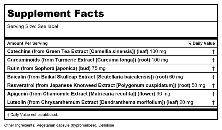 Apex Energetics NeuroFlam (K-46) 90 CAPSULES - Supplement Facts panel