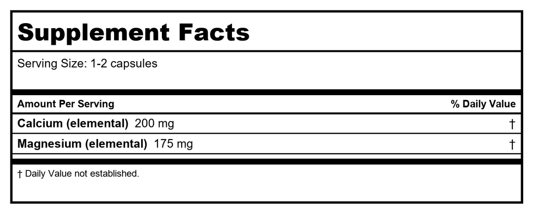 Ortho Molecular Reacted Cal-Mag 90 Capsules - Supplement Facts panel