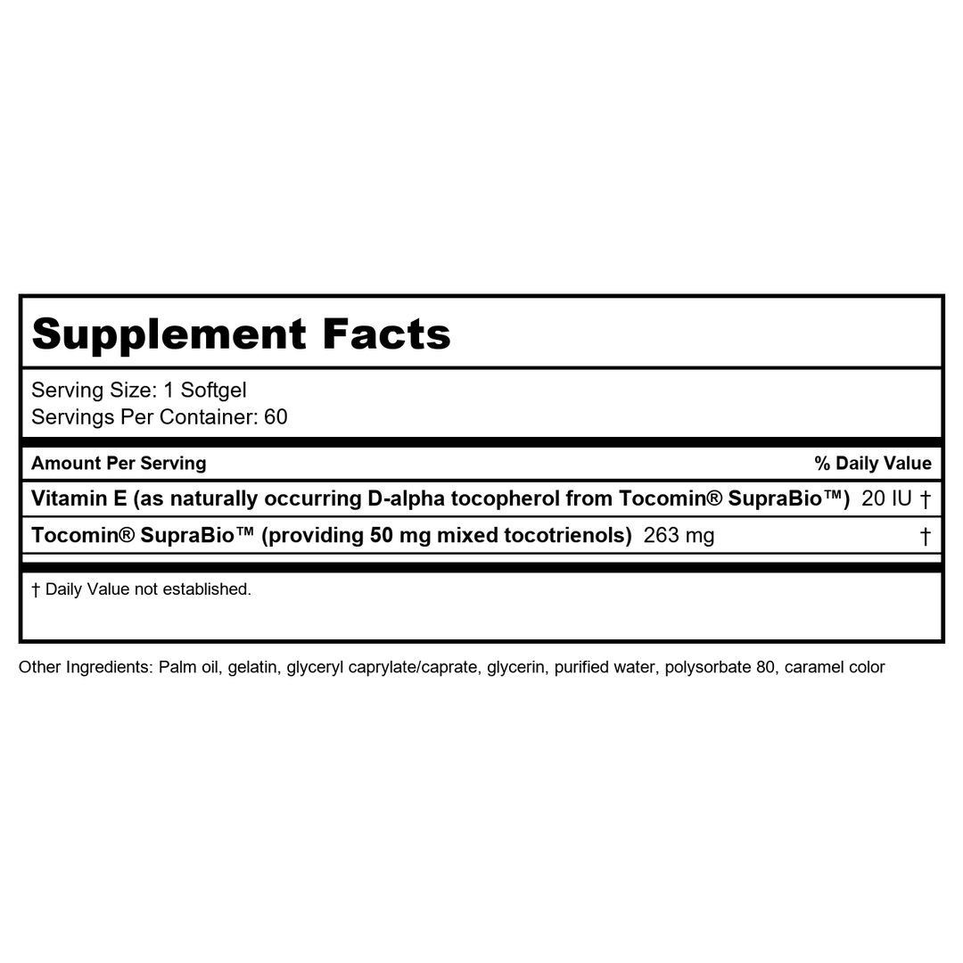 Life Extension - Super-Absorbable Tocotrienols - 60 Gels (Pack of 3) - Supplement Facts panel