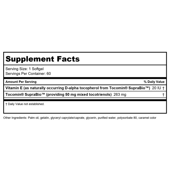 Life Extension - Super-Absorbable Tocotrienols - 60 Gels (Pack of 3) - Supplement Facts panel