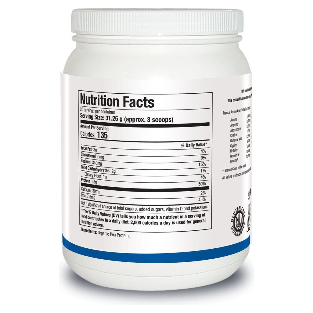 Biotics Research Pea Protein Isolate Unflavored 22 Ounces - Supplement Facts panel
