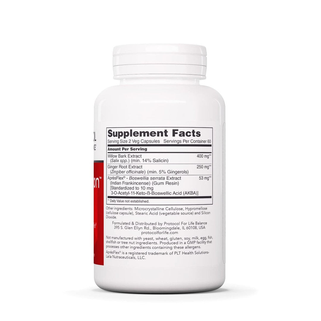 Protocol Ache Action - Joint Support, and Stress Relief - 120 Veg Caps - Supplement Facts panel