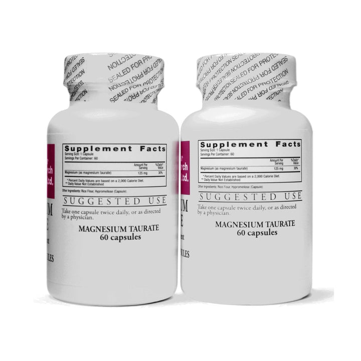 Cardiovascular Research Magnesium Taurate - 125 mg Elemental Magnesium -120 Count (60 X2) - Supplement Facts panel