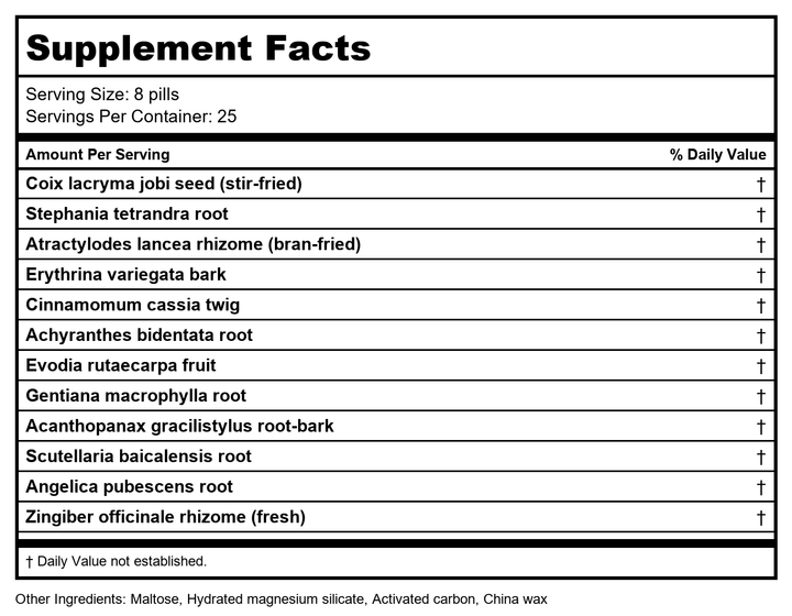 PLUM FLOWER CHINESE TEA SPO Joint Inflammation, 200 Count by MayWay - Supplement Facts panel