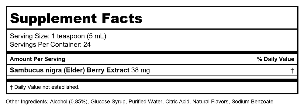 Sambucus FluCare 120 mL (4 fl oz) - Supplement Facts panel