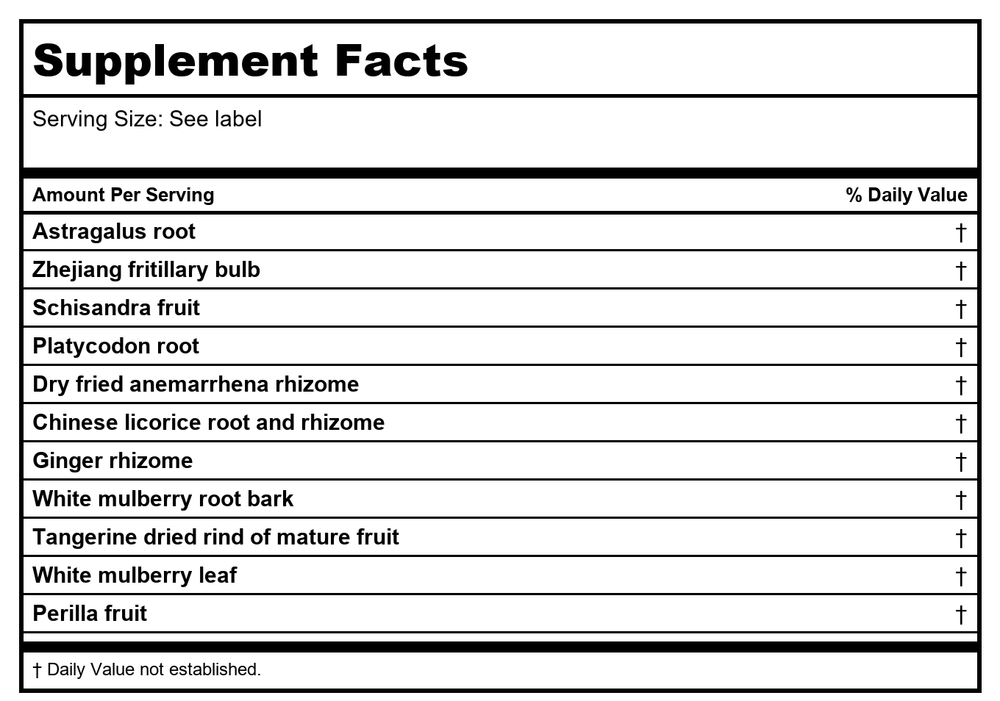 Kan Herb Chinese Modular Solutions Strengthen Metal 4 Ounce - Supplement Facts panel
