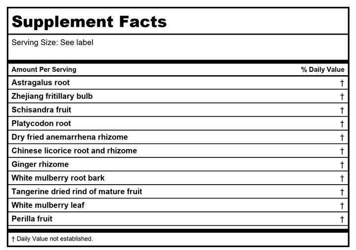 Kan Herb Chinese Modular Solutions Strengthen Metal 4 Ounce - Supplement Facts panel