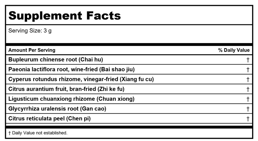 Plum Flower Chai Hu Shu Gan San, Extract Powder, 100 Grams, Mw3372c by MayWay - Supplement Facts panel
