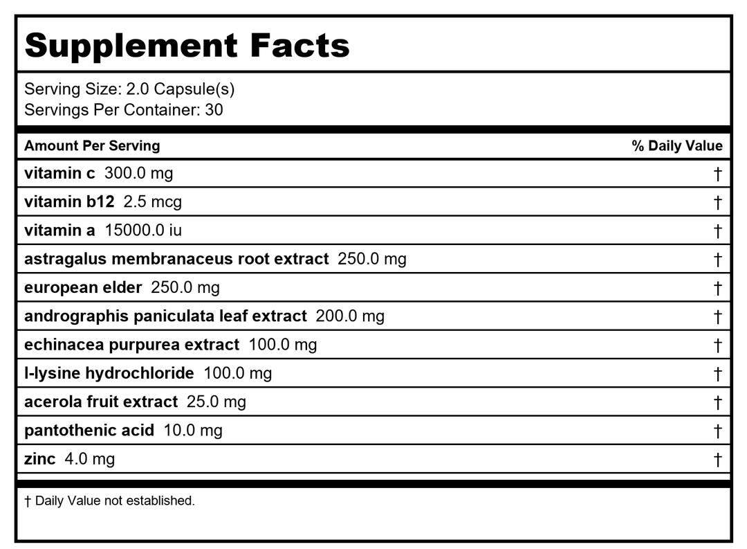 Ortho Molecular Viracid 60 Capsules - Pack of 2 - Supplement Facts panel