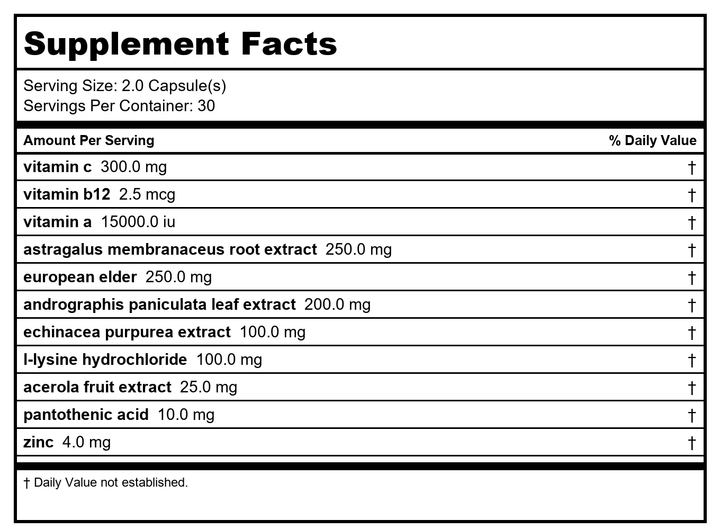 Ortho Molecular Viracid 60 Capsules - Pack of 2 - Supplement Facts panel