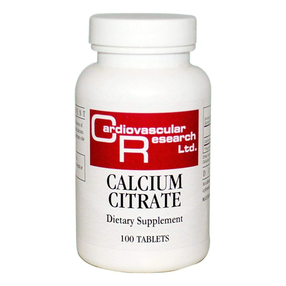 Cardiovascular Research Calcium Citrate 165 Mg, White, 100 Count - Supplement Facts panel