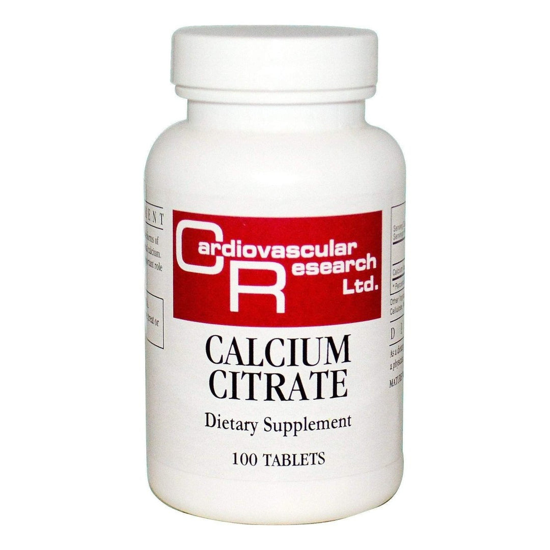 Cardiovascular Research Calcium Citrate 165 Mg, White, 100 Count - Supplement Facts panel