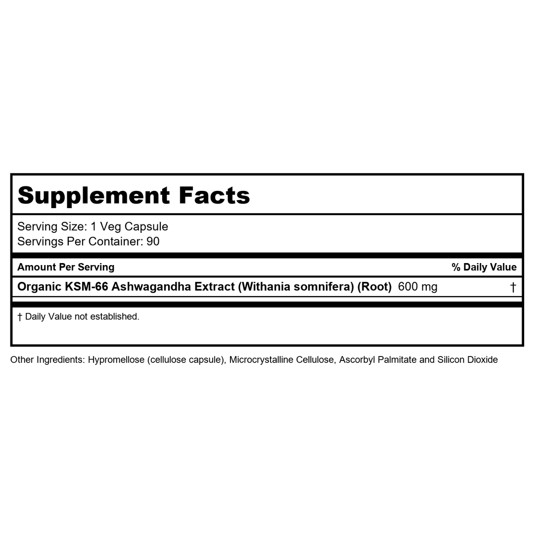 NOW Supplements, KSM-66 Ashwagandha?, Stress and Sleep Support, 90 Veg Capsules - Supplement Facts panel