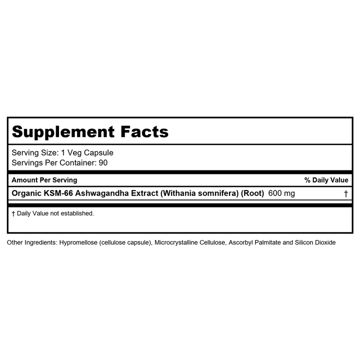 NOW Supplements, KSM-66 Ashwagandha?, Stress and Sleep Support, 90 Veg Capsules - Supplement Facts panel