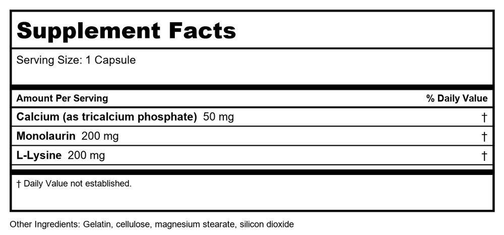 Ecological Formulas/Cardio Research Laurisine 90c - Supplement Facts panel
