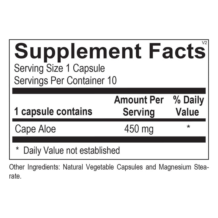 5A Super Aloe 450 Blister Packs 10 - 10 Count blisters - Supplement Facts panel