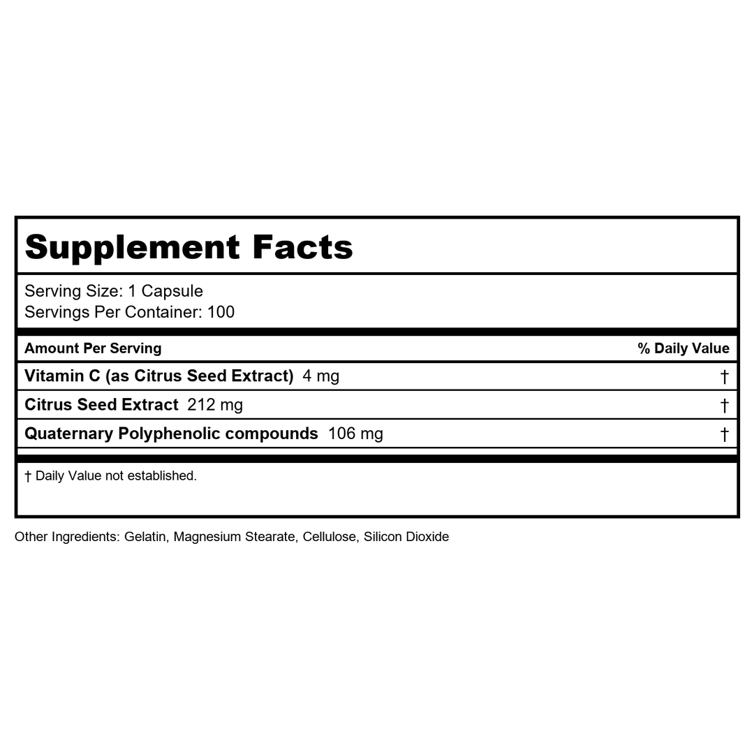 Ecological Formulas Paracan Myc, White, 100 Count - Supplement Facts panel