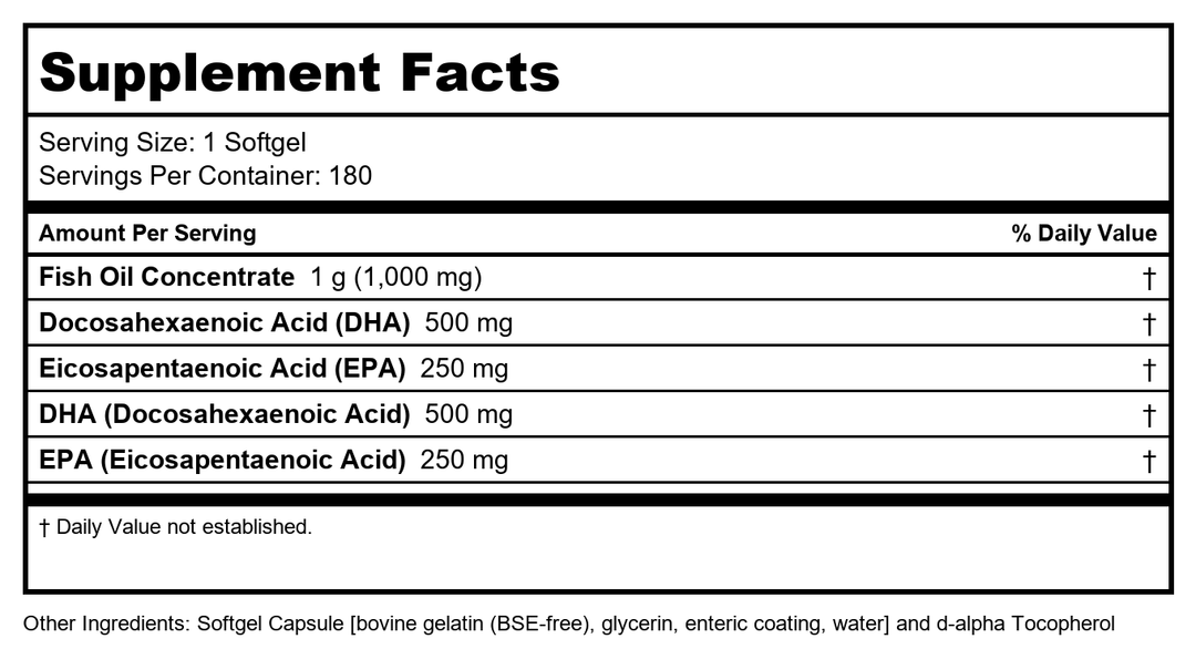 NOW Foods Supplements, DHA-500 with 250 EPA, Molecularly Distilled, Supports Brain Health*, 180 Softgels - Supplement Facts panel