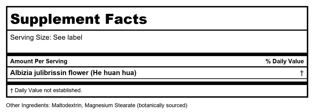 Plum Flower Albizia Julibrissin Flower Herb Extract Powder / He Huan Hua, 100g or 3.5oz by MayWay - Supplement Facts panel