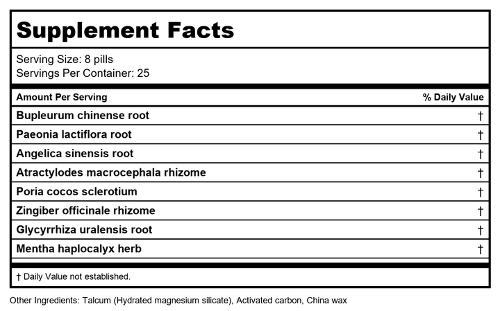 Plum Flower Stress Support by MayWay - Supplement Facts panel