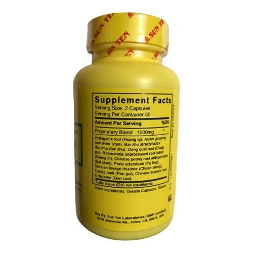Sun Ten - Ginseng &amp; Tang-kuei Ten Combination Capsules/Shi Quan Da Bu Tang/????? - Supplement Facts panel