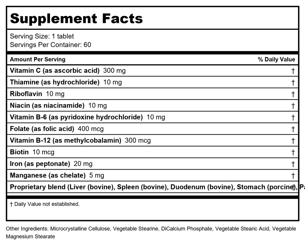 Hemo-Lyph - 60 Tablets by Nutri West - Supplement Facts panel