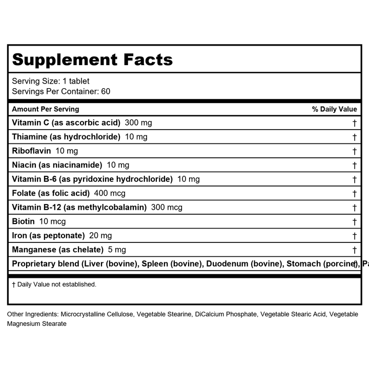 Hemo-Lyph - 60 Tablets by Nutri West - Supplement Facts panel