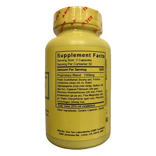 Sun Ten - Magnolia Flower &amp; Gypsum Formula Capsules/490B Xin Yi Qing Fei Tang/????? … - Supplement Facts panel