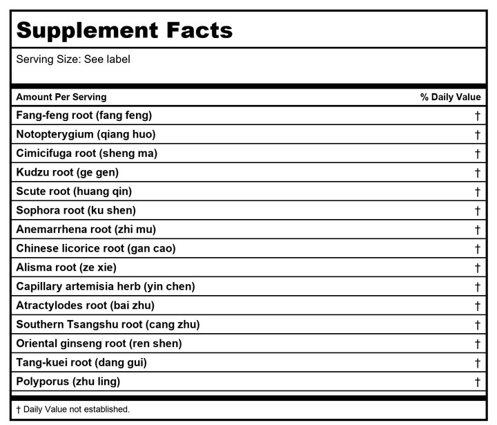 Sun Ten - Tang-KUEI &amp; ANEMARRHENA COMBIN Dang GUI Nian Tong Tang 818 Concentrated Granules 100g by Baicao - Supplement Facts panel