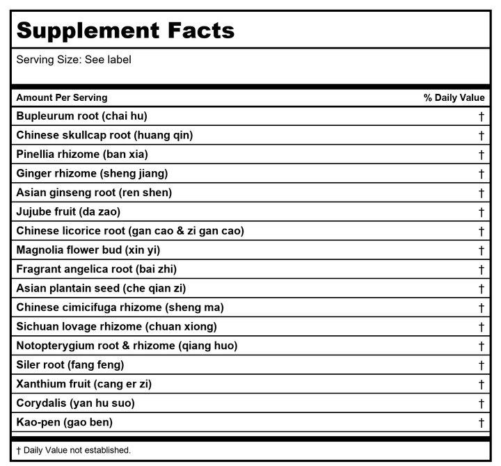 Sun Ten - Yi Min 90 tabs - Supplement Facts panel