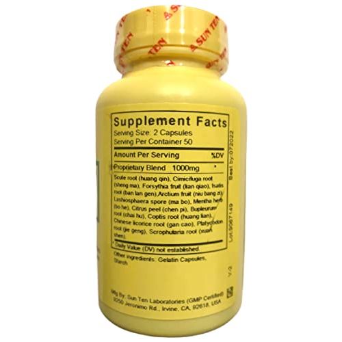 Sunten - Scute &amp; Cimicifuga Combination Capsules/Pu Ji Xiao Du Yin/????? - Supplement Facts panel
