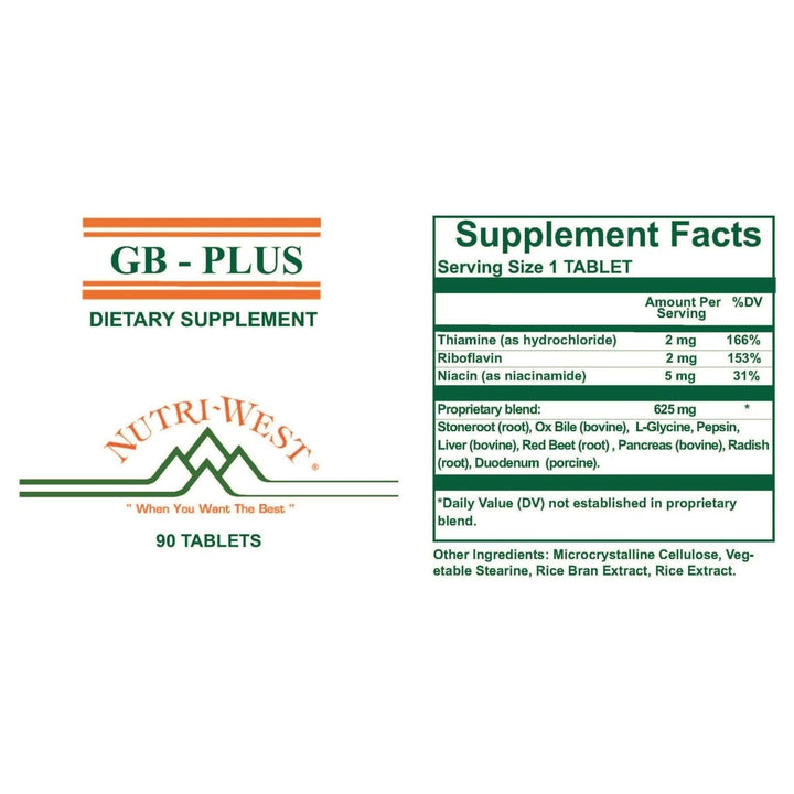 Nutri-West - GB-Plus 90 Tablets by Nutri-West - Supplement Facts panel