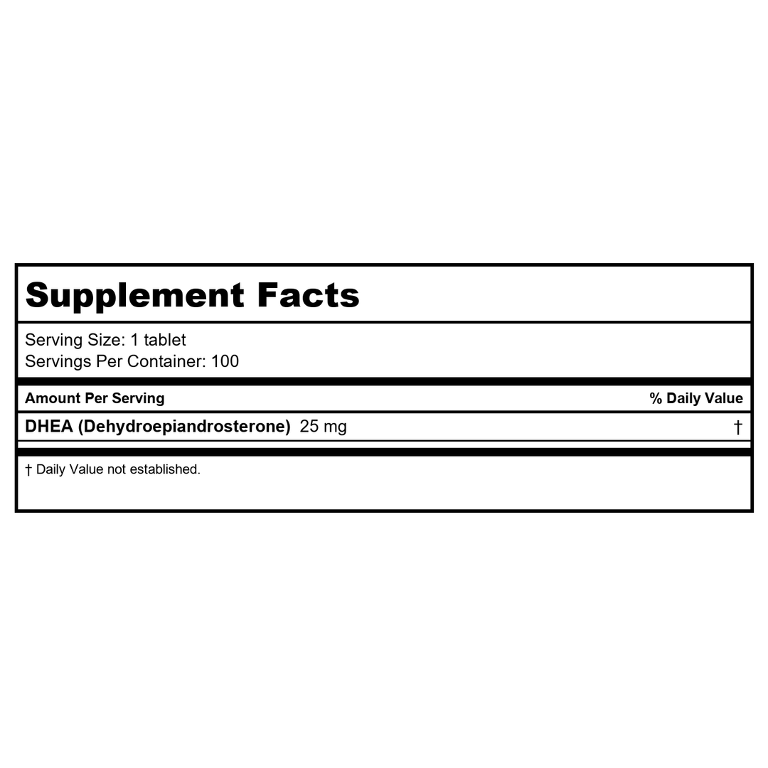 Life Extension Dhea, 25 Mg Tablets, 100-count x 2 - Supplement Facts panel