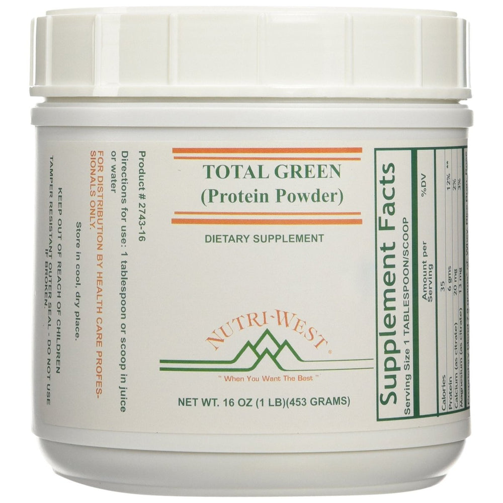 Nutri-West - Total Green Protein Powder - 16oz - Supplement Facts panel