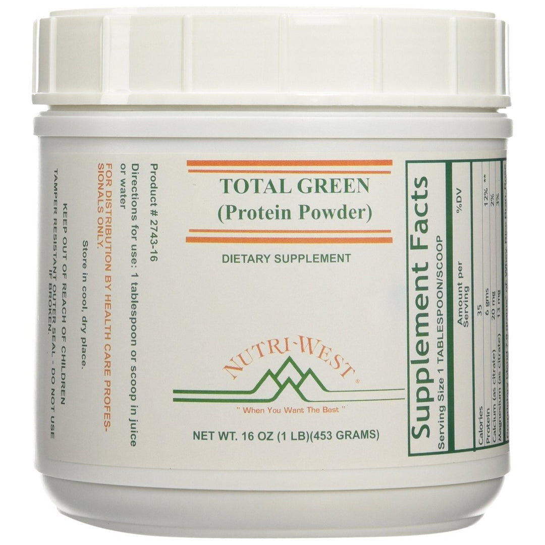 Nutri-West - Total Green Protein Powder - 16oz - Supplement Facts panel