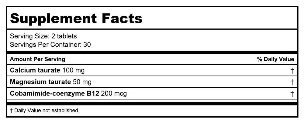 Ecological Formulas - Shpilkes C/M Taurate 60 tabs - Supplement Facts panel