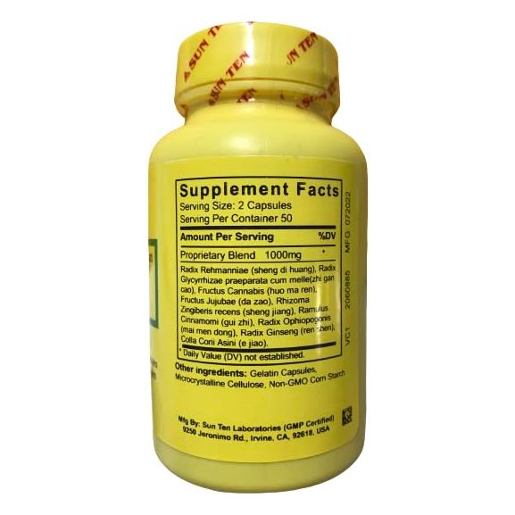 Sun Ten - Licorice (Baked) Combination Capsules/Zhi Gan Cao Tang/???? - Supplement Facts panel