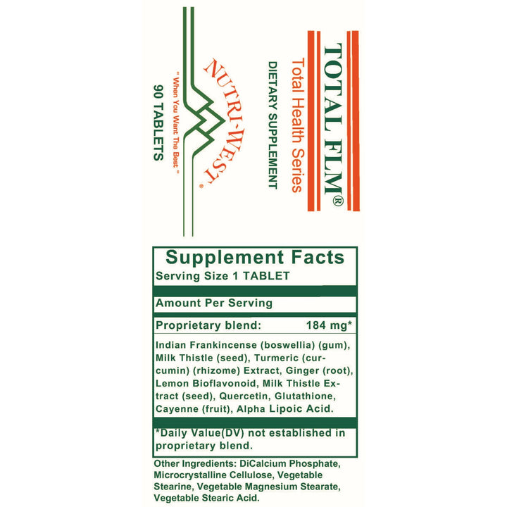 Total FLM 90 Tablets by Nutri West by Nutri-West - Supplement Facts panel