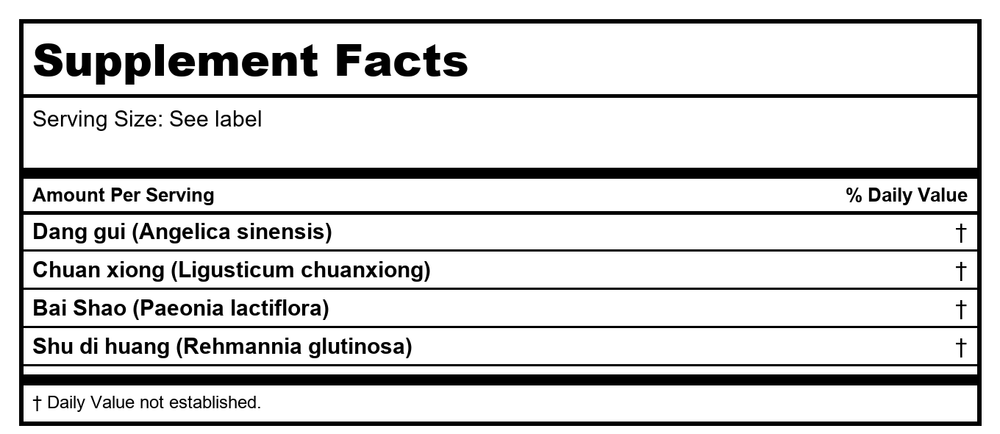 Four Substances For Women (Si Wu Wan), 200 ct, Plum Flower by MayWay - Supplement Facts panel
