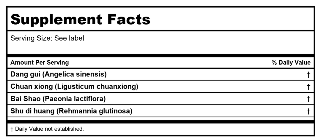 Four Substances For Women (Si Wu Wan), 200 ct, Plum Flower by MayWay - Supplement Facts panel