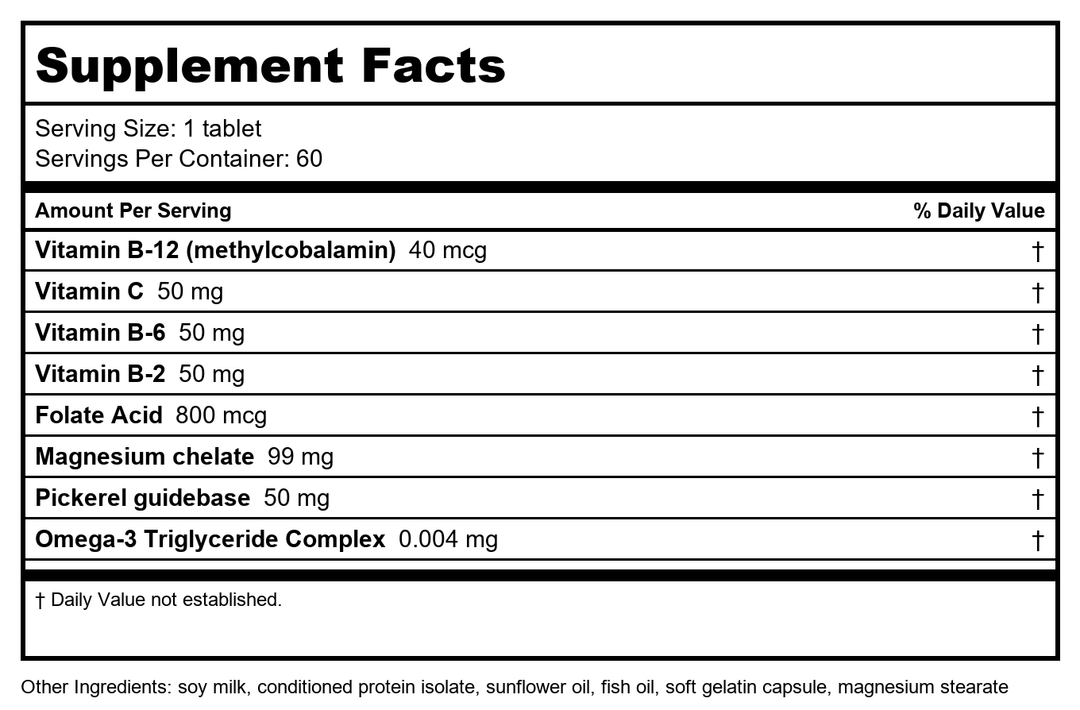 Complete Omega-3 Co-Factors (Adult Formula) - 60 Tablets by Nutri West - Supplement Facts panel