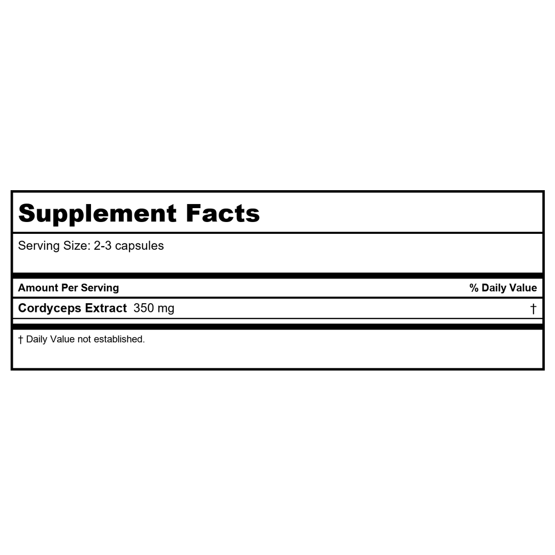 Cordyceps Extract - 120 caps 500mg - Supplement Facts panel