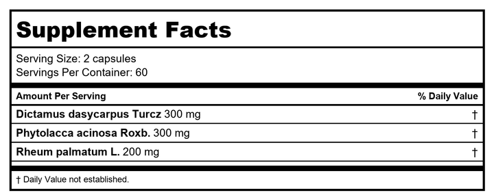 Chis Enterprise Psoricaid - 120 caps - Supplement Facts panel